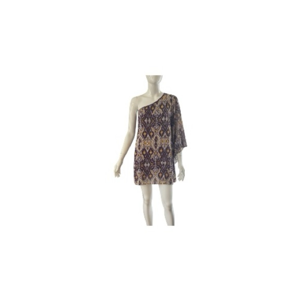 Chic One-Shoulder Dress in Brown and Cream